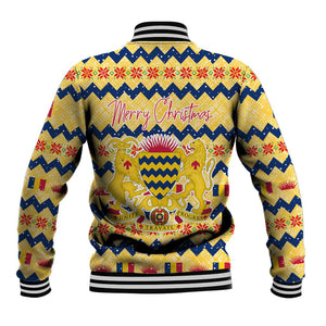 Chad Christmas Baseball Jacket National Coat of Arms, and Festive Motif - African Pride