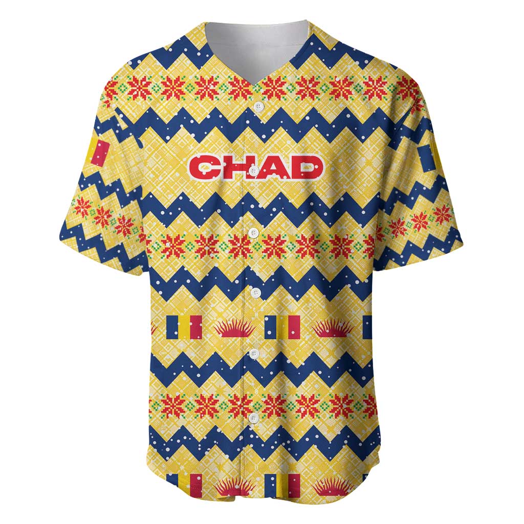 Chad Christmas Baseball Jersey National Coat of Arms, and Festive Motif - African Pride