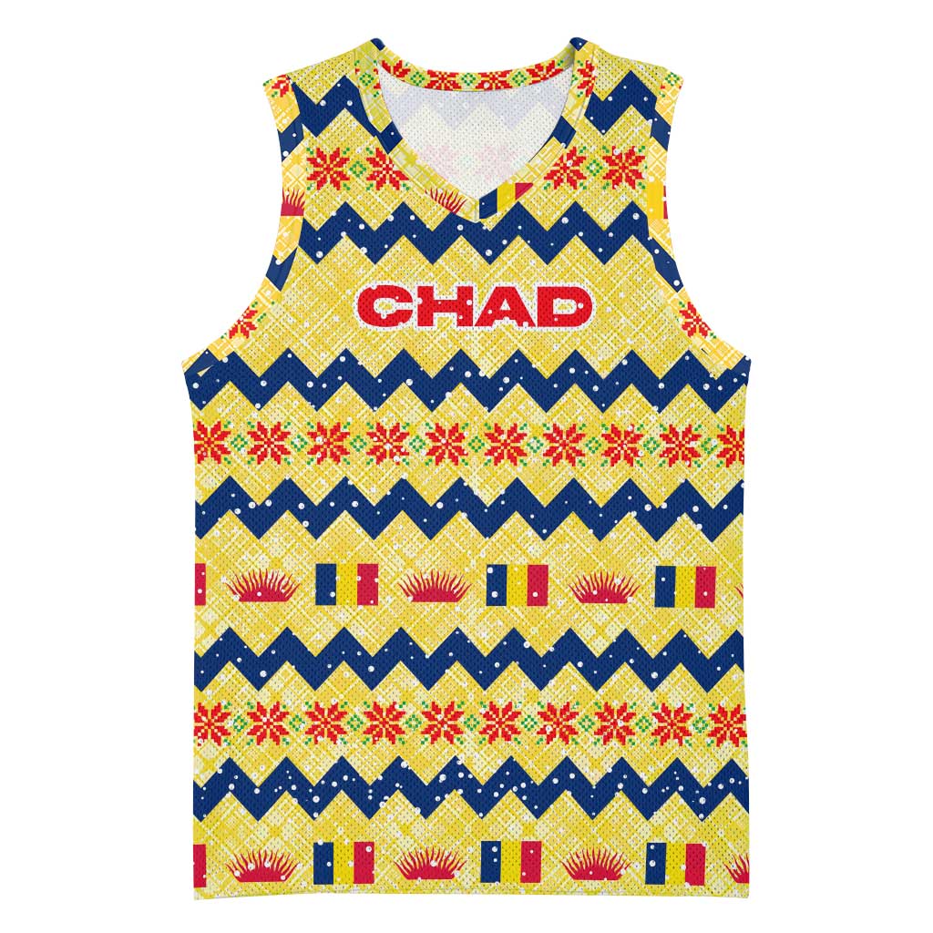 Chad Christmas Basketball Jersey National Coat of Arms, and Festive Motif - African Pride