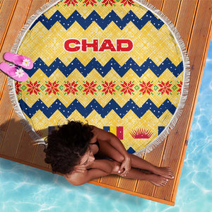 Chad Christmas Beach Blanket National Coat of Arms, and Festive Motif - African Pride
