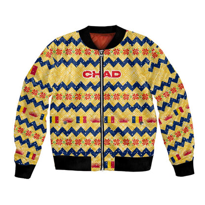 Chad Christmas Bomber Jacket National Coat of Arms, and Festive Motif - African Pride