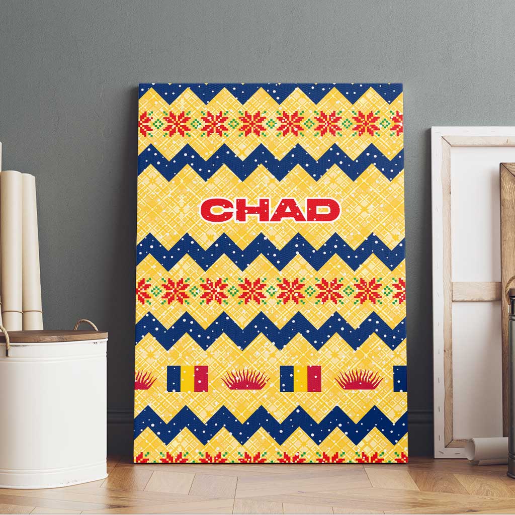 Chad Christmas Canvas Wall Art National Coat of Arms, and Festive Motif - African Pride