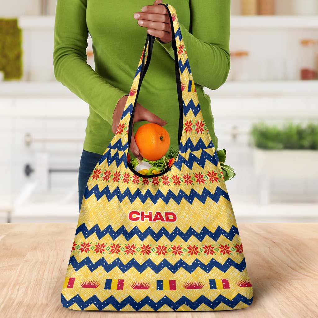Chad Christmas Grocery Bag National Coat of Arms, and Festive Motif - African Pride