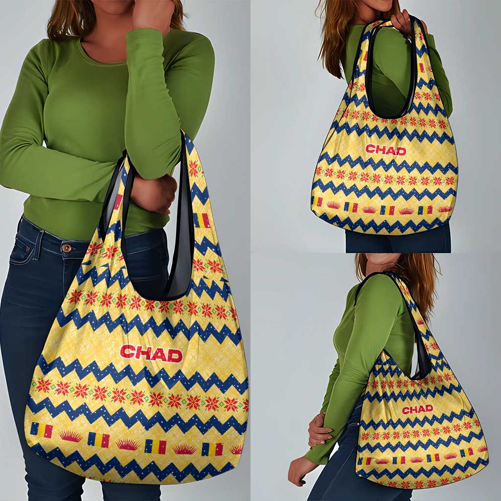 Chad Christmas Grocery Bag National Coat of Arms, and Festive Motif - African Pride