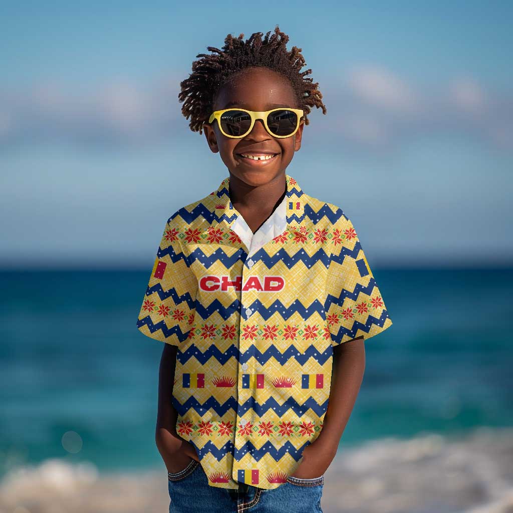 Chad Christmas Kid Hawaiian Shirt National Coat of Arms, and Festive Motif - African Pride