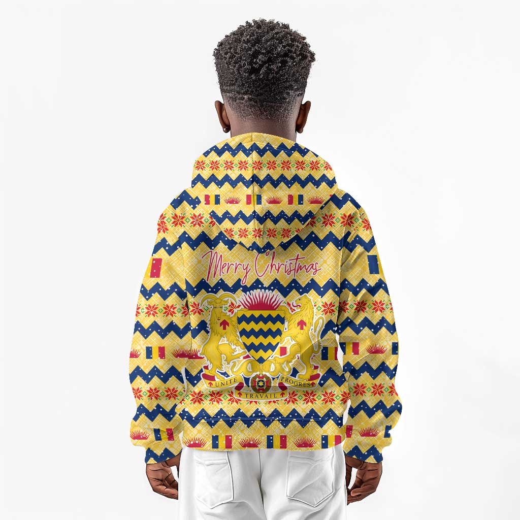 Chad Christmas Kid Hoodie National Coat of Arms, and Festive Motif - African Pride