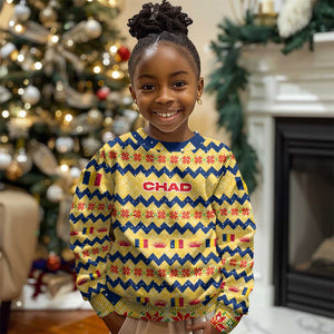 Chad Christmas Kid Ugly Christmas Sweater National Coat of Arms, and Festive Motif - African Pride
