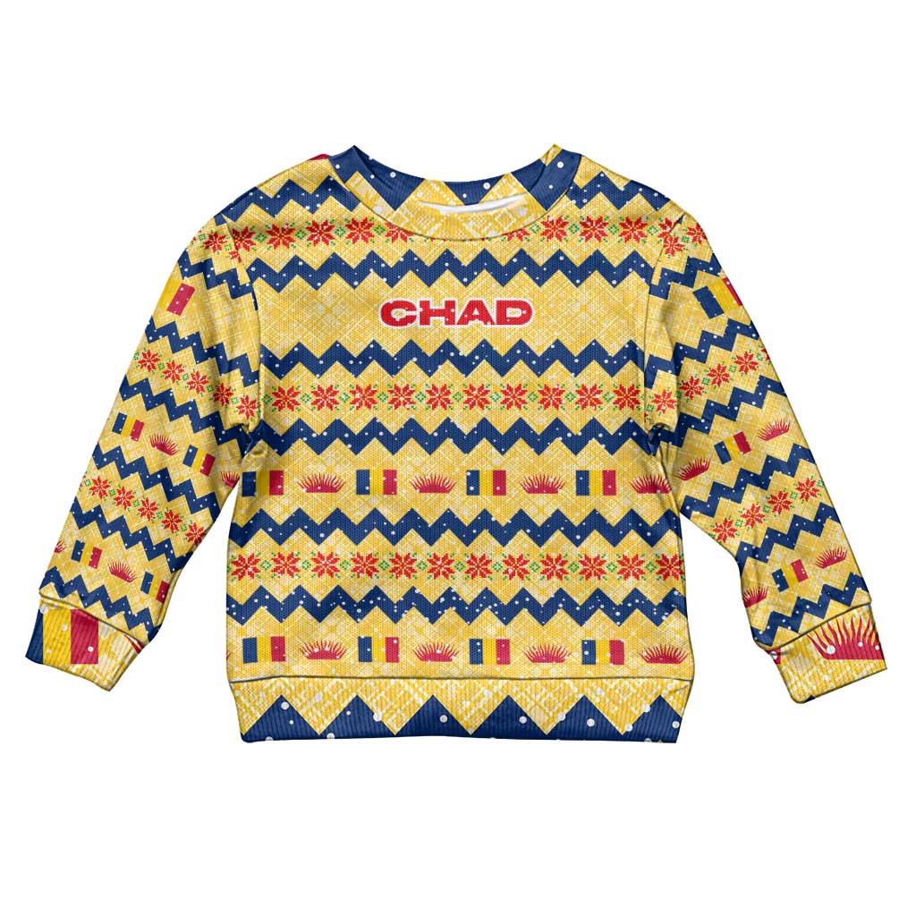 Chad Christmas Kid Ugly Christmas Sweater National Coat of Arms, and Festive Motif - African Pride