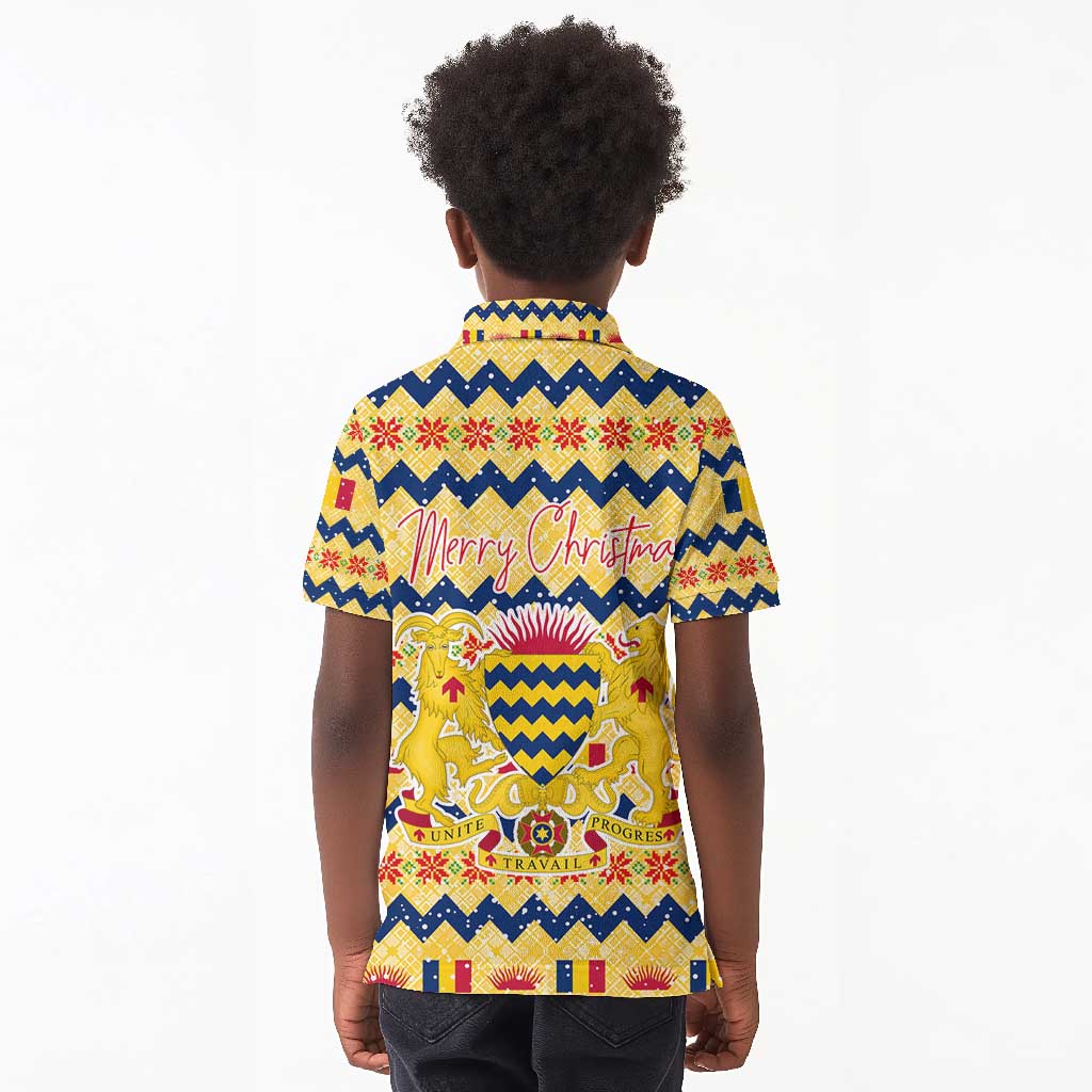 Chad Christmas Kid Polo Shirt National Coat of Arms, and Festive Motif - African Pride