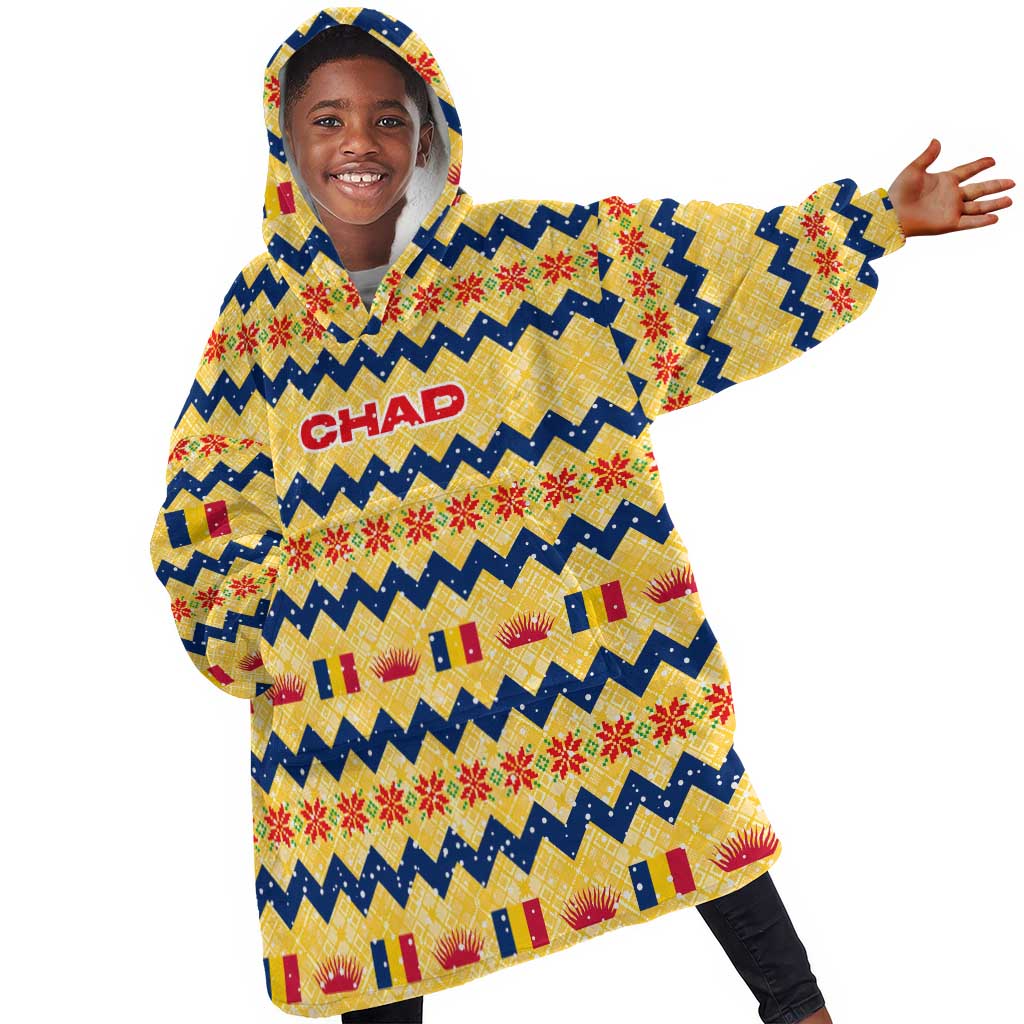 Chad Christmas Kid Wearable Blanket Hoodie National Coat of Arms, and Festive Motif - African Pride