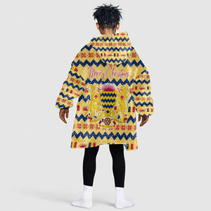 Chad Christmas Kid Wearable Blanket Hoodie National Coat of Arms, and Festive Motif - African Pride