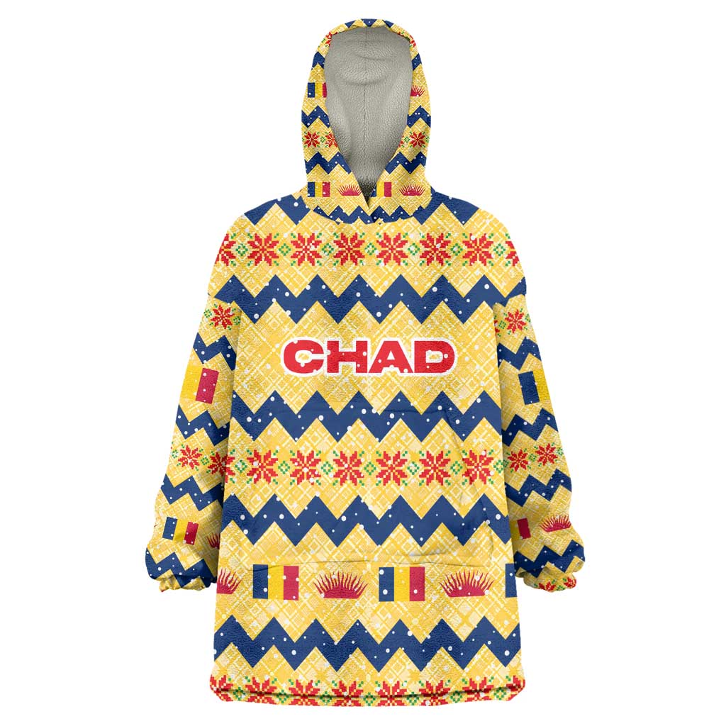 Chad Christmas Kid Wearable Blanket Hoodie National Coat of Arms, and Festive Motif - African Pride