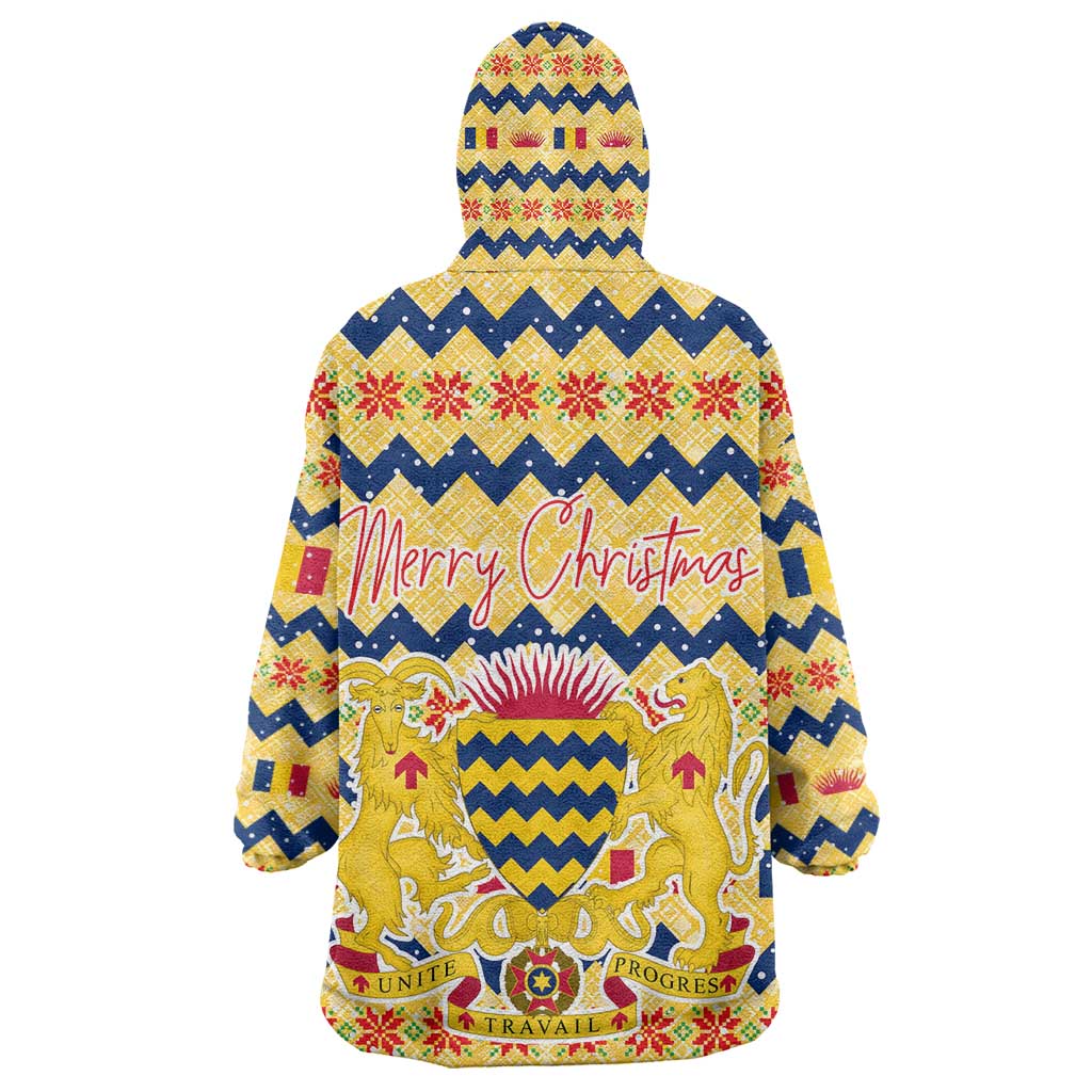 Chad Christmas Kid Wearable Blanket Hoodie National Coat of Arms, and Festive Motif - African Pride