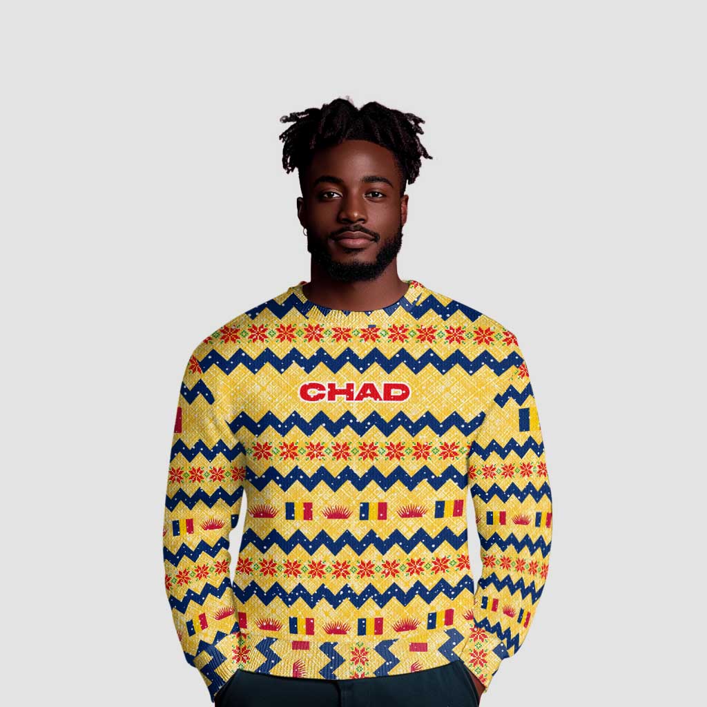 Chad Christmas Ugly Christmas Sweater National Coat of Arms, and Festive Motif - African Pride
