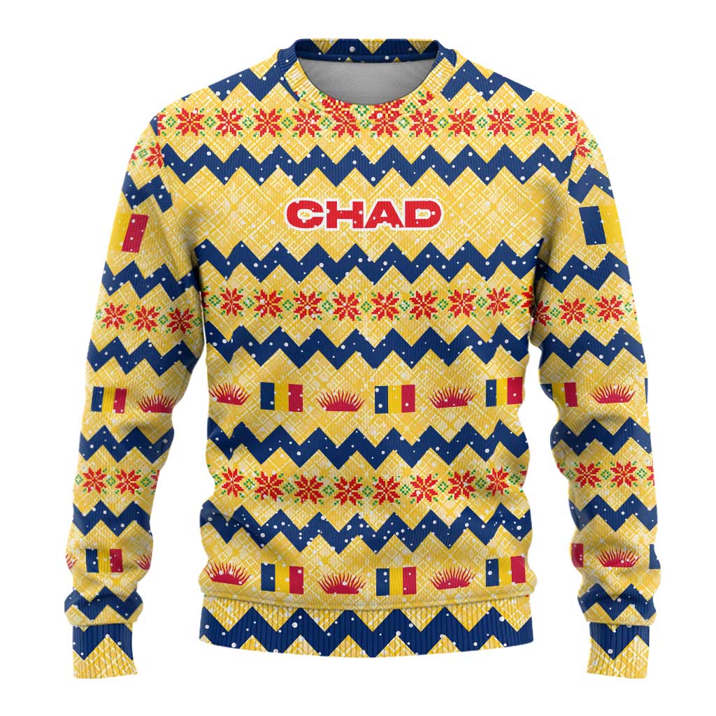 Chad Christmas Ugly Christmas Sweater National Coat of Arms, and Festive Motif - African Pride