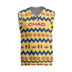 Chad Christmas Knitted V-Neck Vest National Coat of Arms, and Festive Motif - African Pride