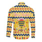 Chad Christmas Long Sleeve Button Shirt National Coat of Arms, and Festive Motif - African Pride