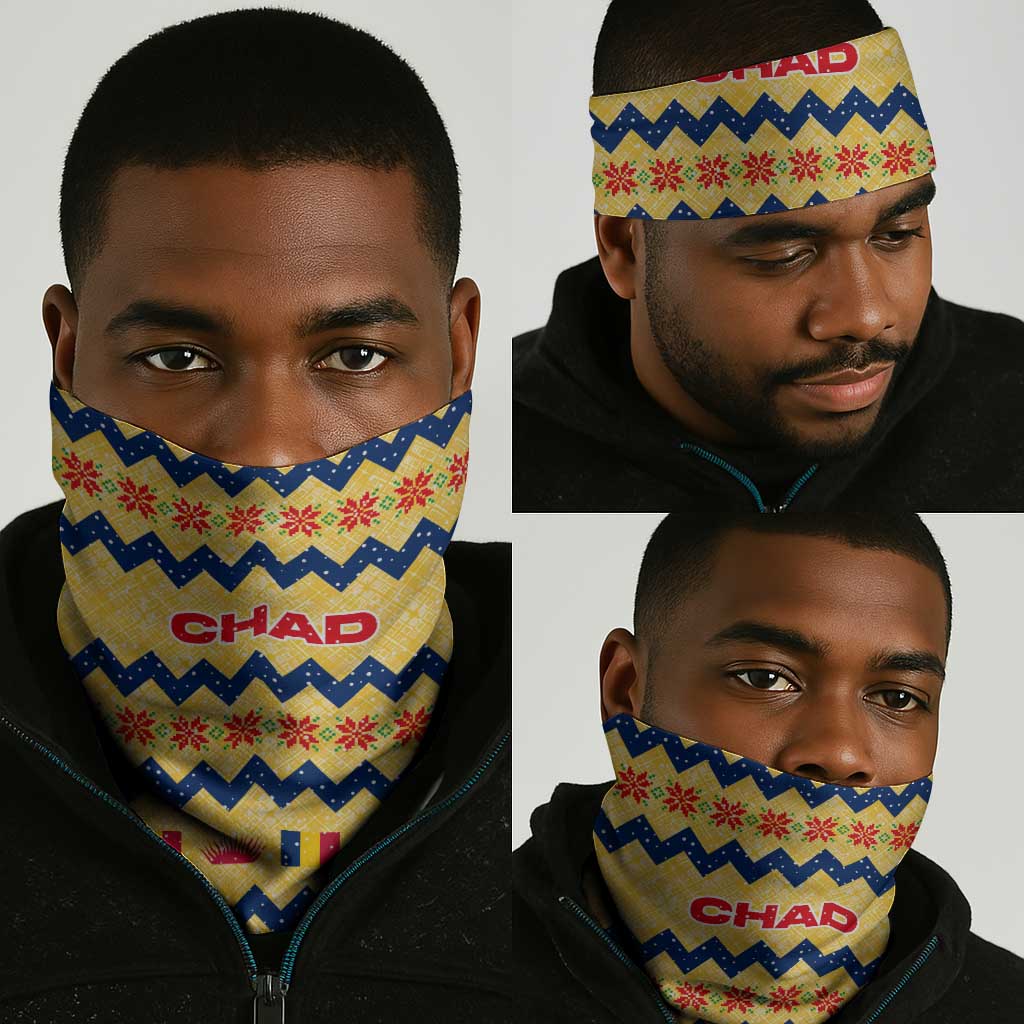Chad Christmas Neck Gaiter National Coat of Arms, and Festive Motif - African Pride