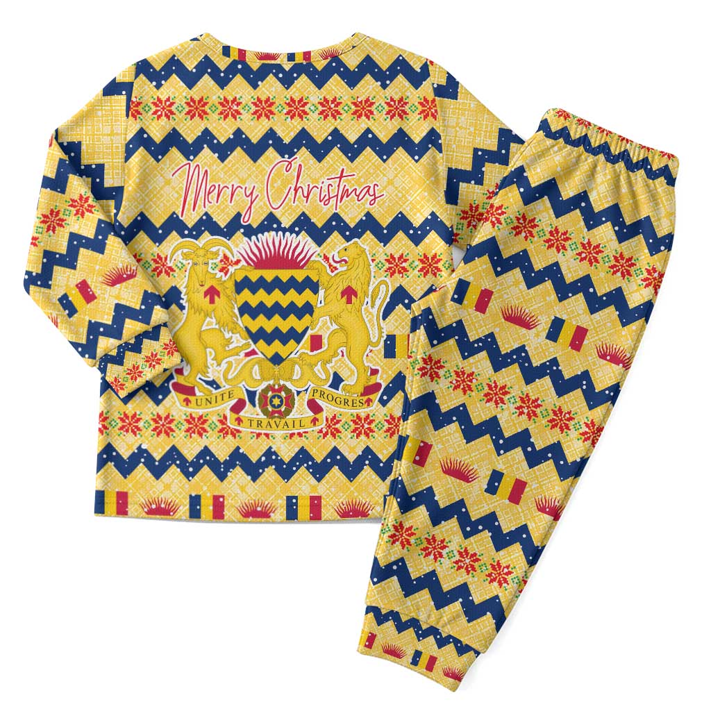 Chad Christmas Pajama Set National Coat of Arms, and Festive Motif - African Pride