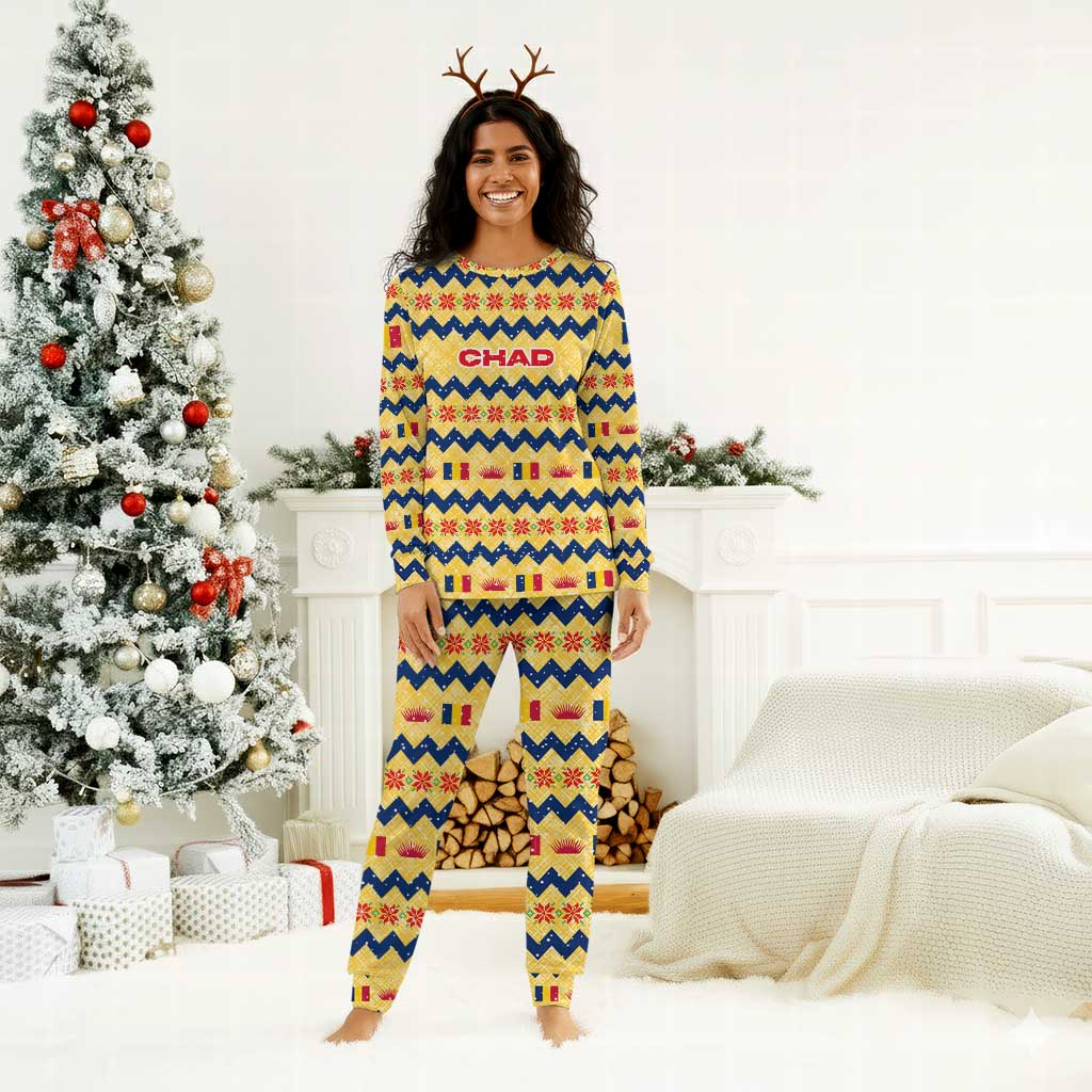 Chad Christmas Pajama Set National Coat of Arms, and Festive Motif - African Pride