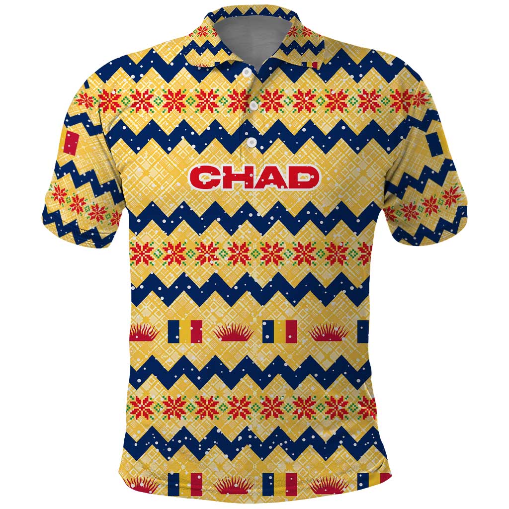Chad Christmas Polo Shirt National Coat of Arms, and Festive Motif - African Pride