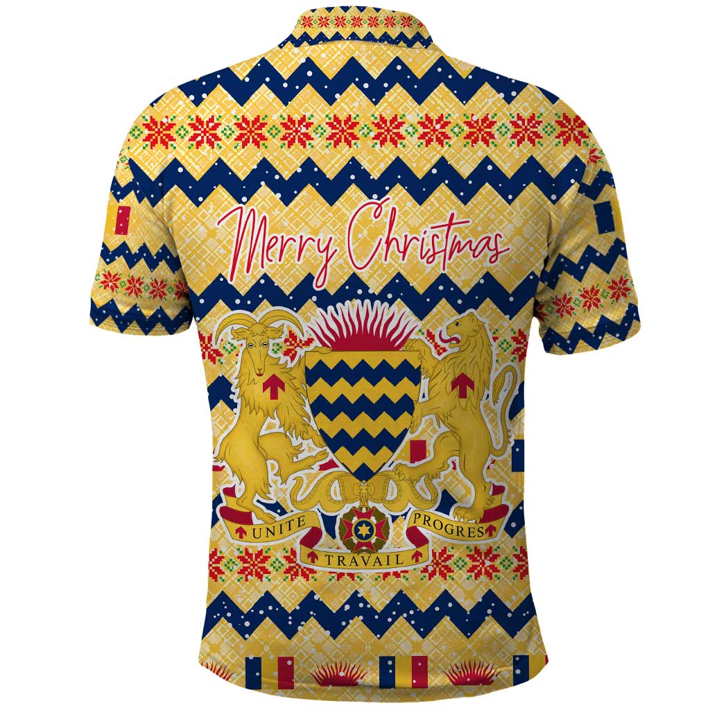 Chad Christmas Polo Shirt National Coat of Arms, and Festive Motif - African Pride