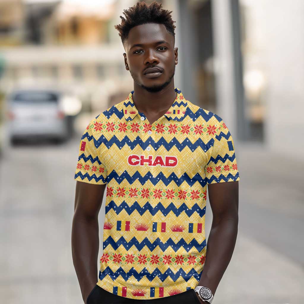 Chad Christmas Polo Shirt National Coat of Arms, and Festive Motif - African Pride