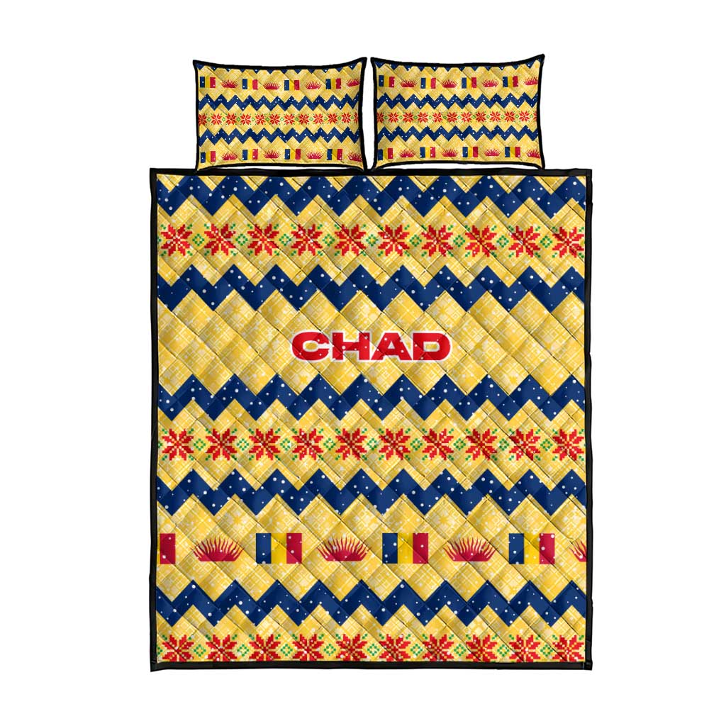 Chad Christmas Quilt Bed Set National Coat of Arms, and Festive Motif - African Pride