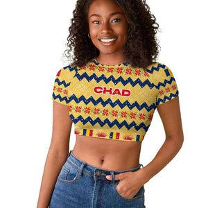 Chad Christmas Raglan Cropped T shirt National Coat of Arms, and Festive Motif - African Pride