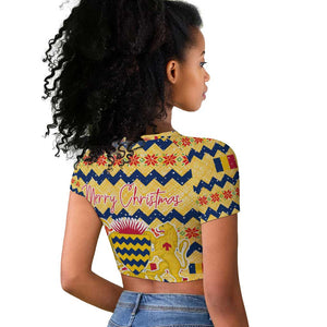 Chad Christmas Raglan Cropped T shirt National Coat of Arms, and Festive Motif - African Pride