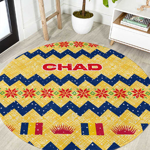 Chad Christmas Round Carpet National Coat of Arms, and Festive Motif - African Pride