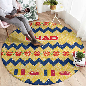 Chad Christmas Round Carpet National Coat of Arms, and Festive Motif - African Pride