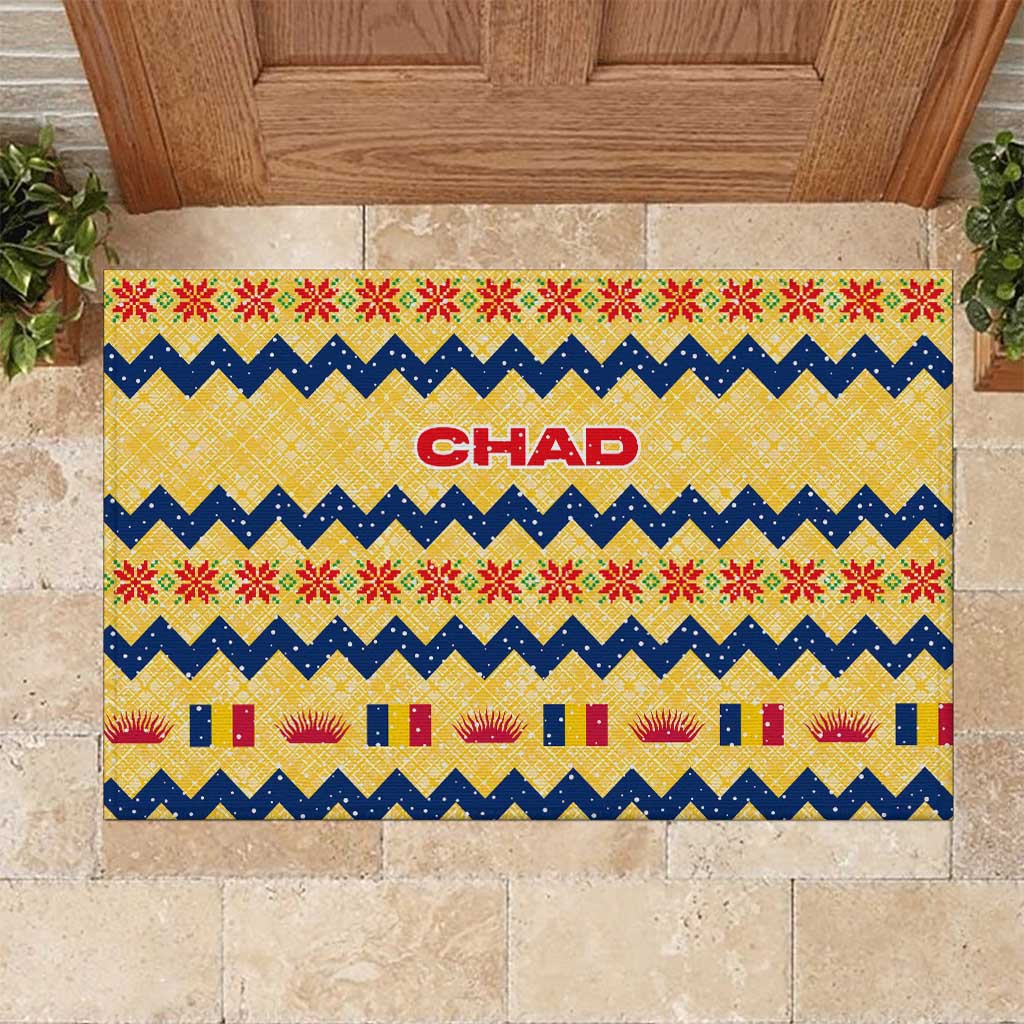 Chad Christmas Rubber Doormat National Coat of Arms, and Festive Motif - African Pride