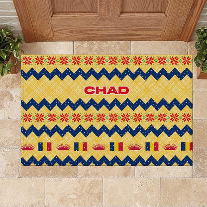 Chad Christmas Rubber Doormat National Coat of Arms, and Festive Motif - African Pride
