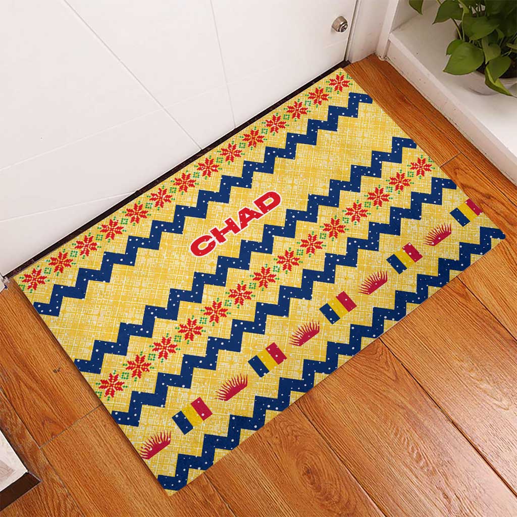 Chad Christmas Rubber Doormat National Coat of Arms, and Festive Motif - African Pride