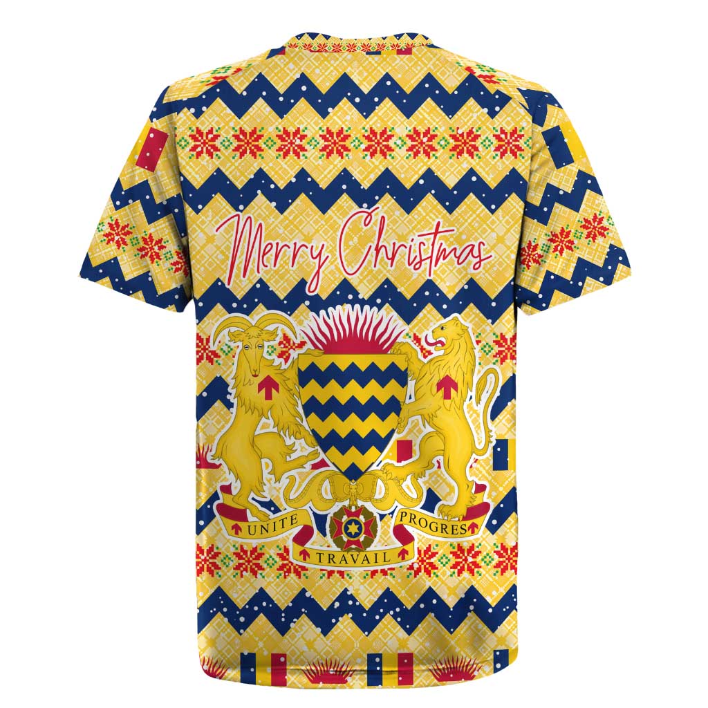 Chad Christmas Rugby Jersey National Coat of Arms, and Festive Motif - African Pride