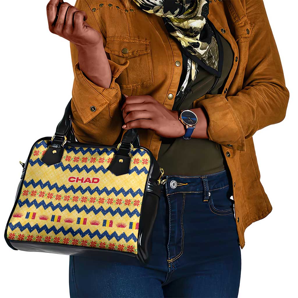 Chad Christmas Shoulder Handbag National Coat of Arms, and Festive Motif - African Pride