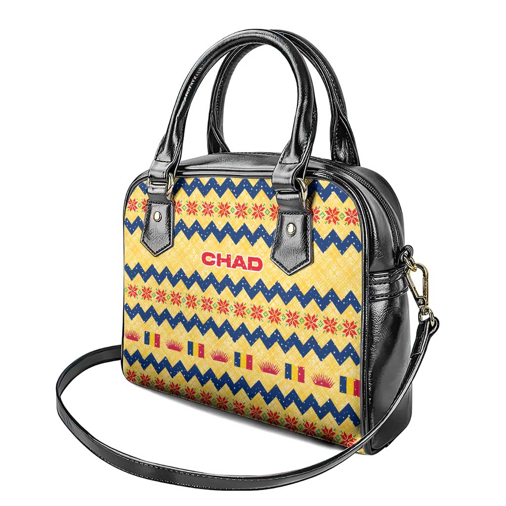 Chad Christmas Shoulder Handbag National Coat of Arms, and Festive Motif - African Pride