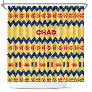 Chad Christmas Shower Curtain National Coat of Arms, and Festive Motif - African Pride