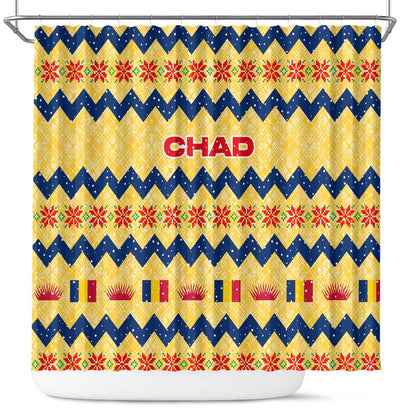 Chad Christmas Shower Curtain National Coat of Arms, and Festive Motif - African Pride