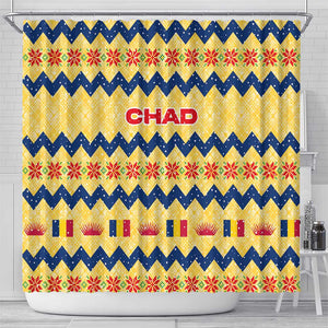 Chad Christmas Shower Curtain National Coat of Arms, and Festive Motif - African Pride