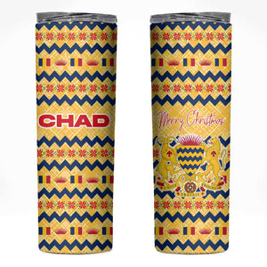 Chad Christmas Skinny Tumbler National Coat of Arms, and Festive Motif - African Pride