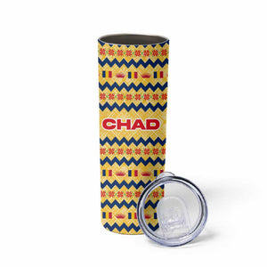 Chad Christmas Skinny Tumbler National Coat of Arms, and Festive Motif - African Pride