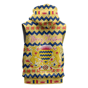 Chad Christmas Sleeveless Hoodie National Coat of Arms, and Festive Motif - African Pride