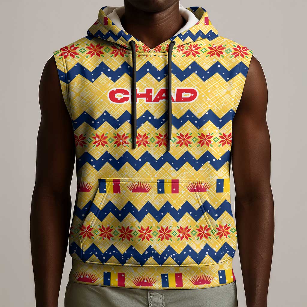 Chad Christmas Sleeveless Hoodie National Coat of Arms, and Festive Motif - African Pride