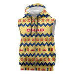 Chad Christmas Sleeveless Zip Hoodie National Coat of Arms, and Festive Motif - African Pride