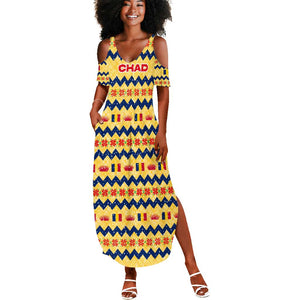 Chad Christmas Summer Maxi Dress National Coat of Arms, and Festive Motif - African Pride