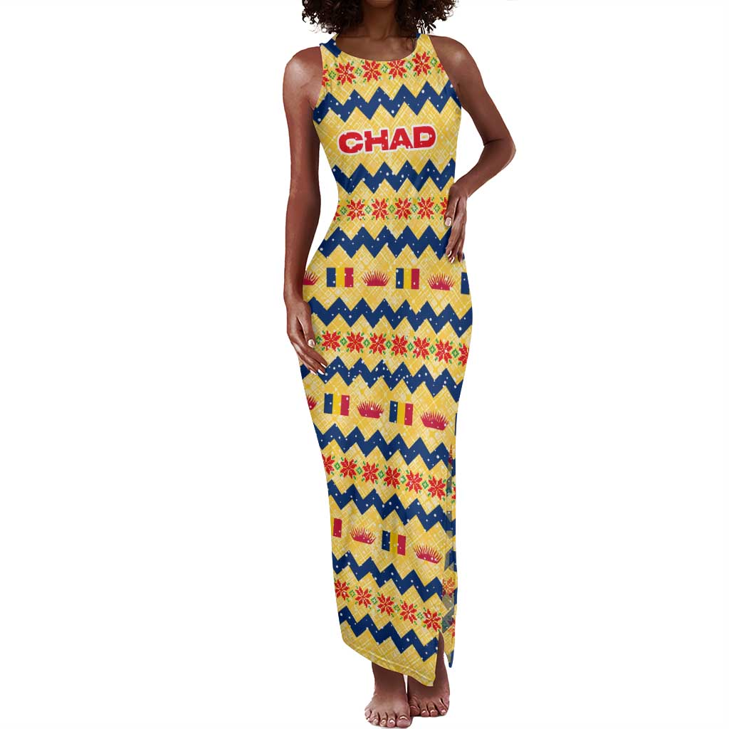 Chad Christmas Tank Maxi Dress National Coat of Arms, and Festive Motif - African Pride