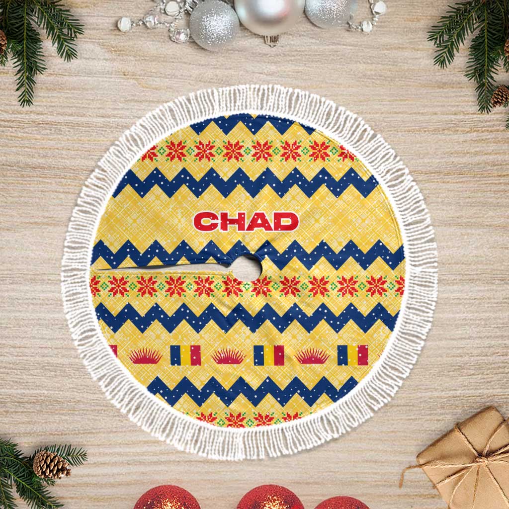 Chad Christmas Tree Skirt National Coat of Arms, and Festive Motif - African Pride