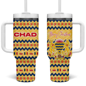Chad Christmas Tumbler With Handle National Coat of Arms, and Festive Motif - African Pride